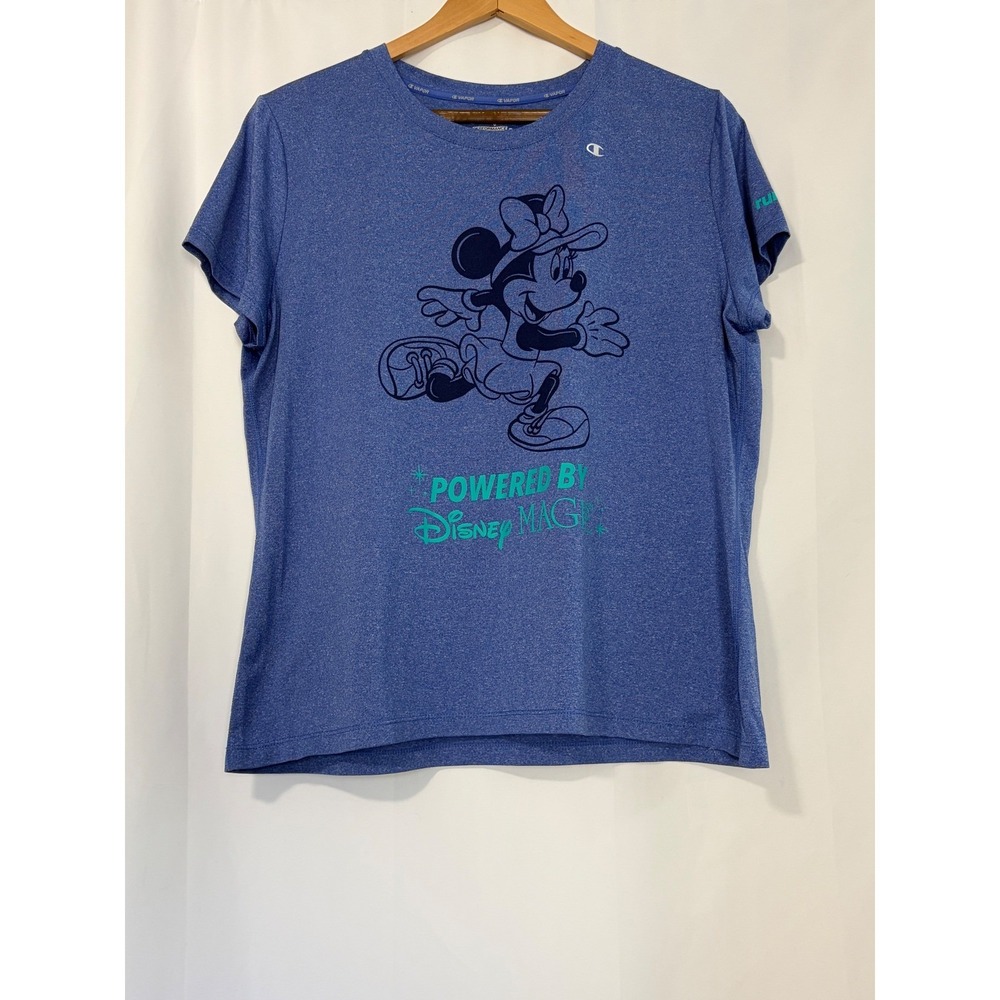 Champion runDisney Minnie Mouse Powered By Disney Magic Blue Heather Tee XL